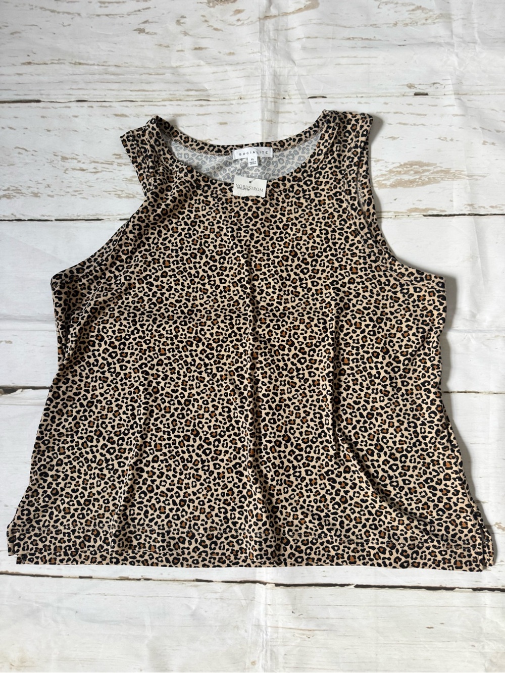 Nordstrom Socialite Leopard Print Sleeveless Tank Top - Tan/Black NWT